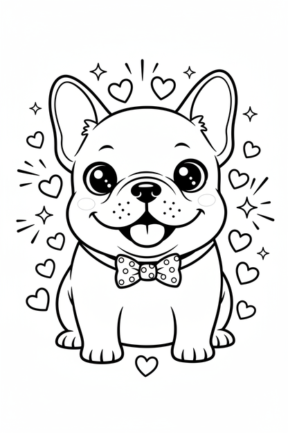 Kawaii french bulldog coloring page