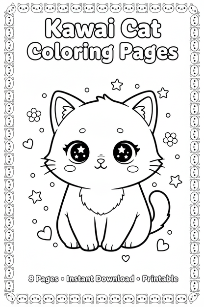 Kawaii Cat Coloring Pages cover
