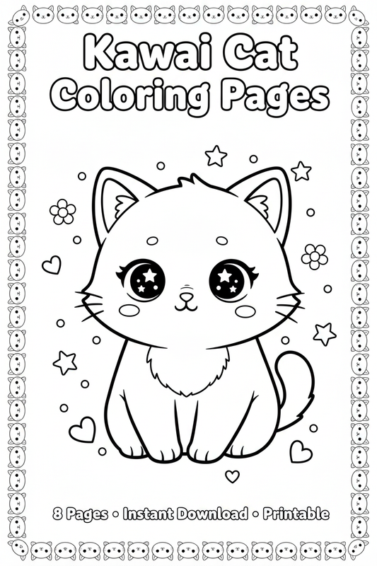 Kawaii Cat Coloring Pages cover