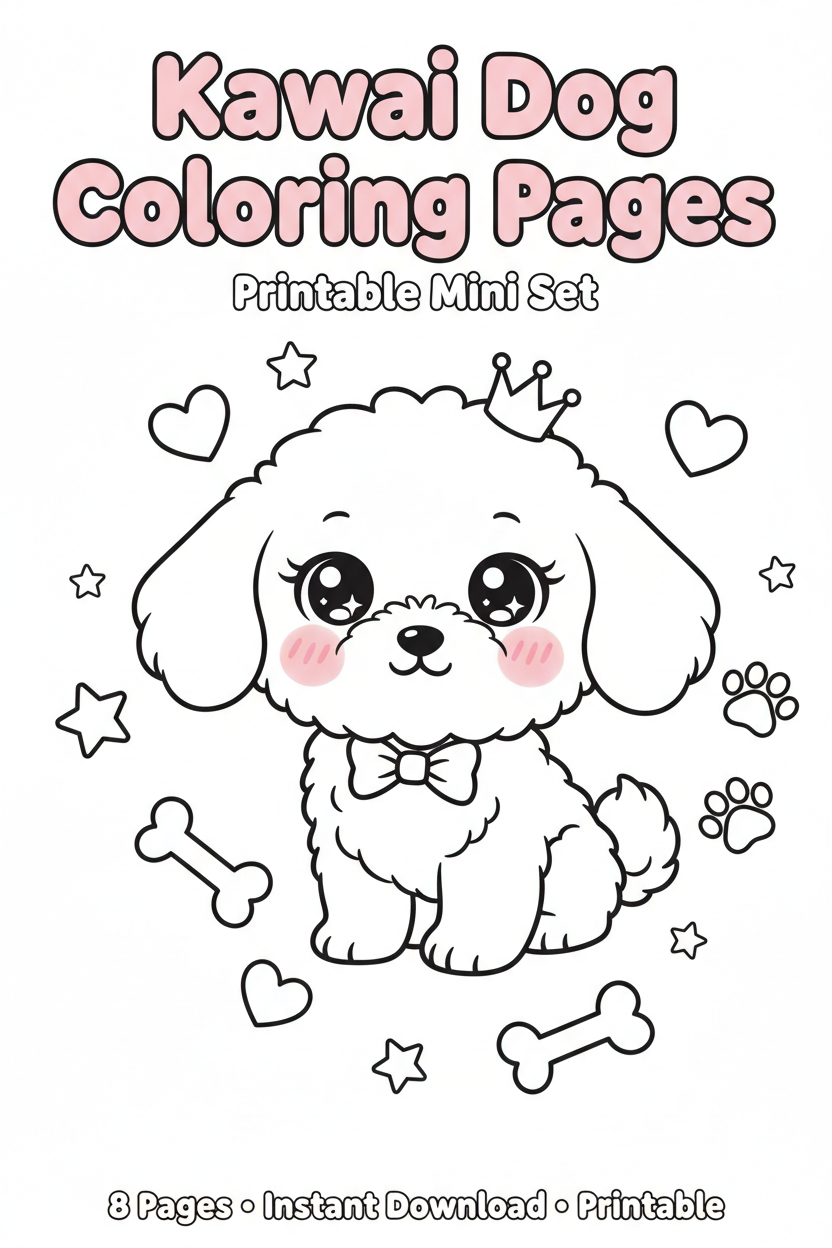 Kawaii Dog Coloring Pages cover