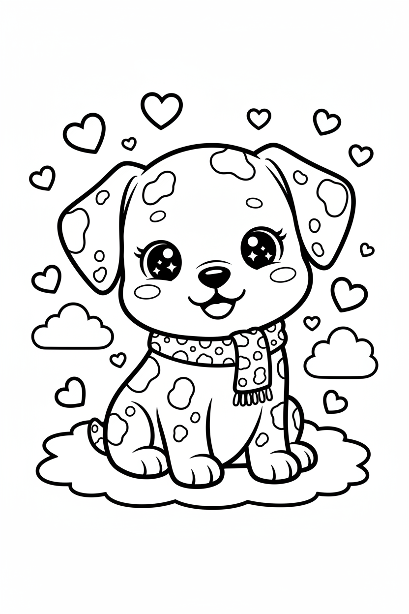 Kawaii dalmatian coloring page