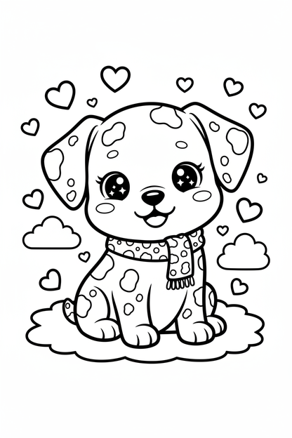 Kawaii dalmatian coloring page